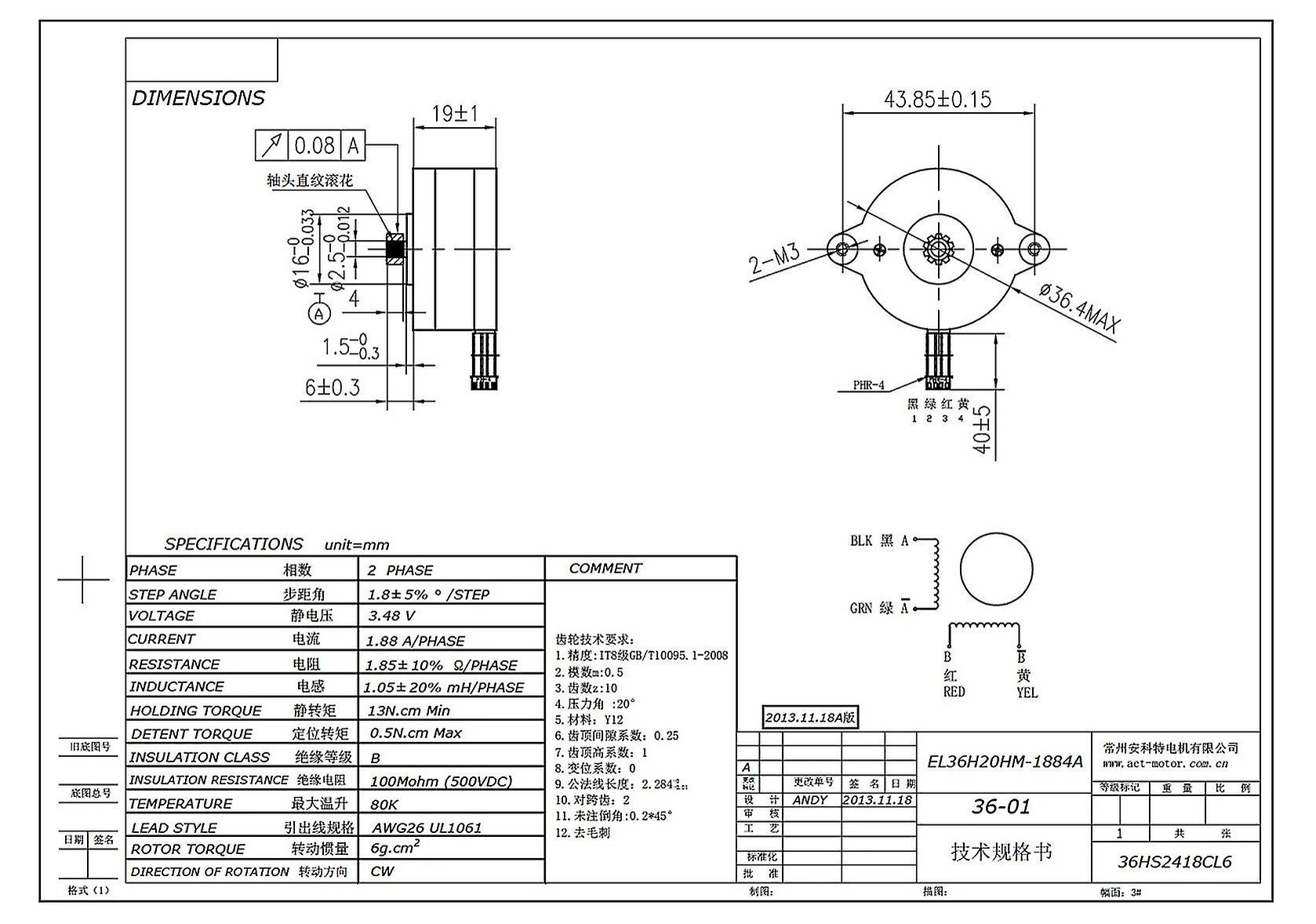 STEPPER MOTOR TYPE 36BYGH NEMA14 | Fabian Enterprises Ltd